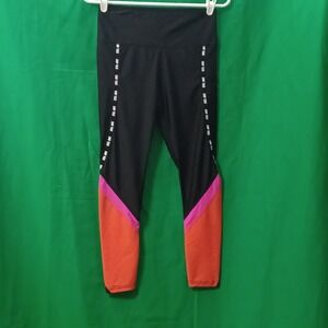 Jump Tour Womens XS Colorblock Leggings Black Orange Pink Athletic Gym Tights‎